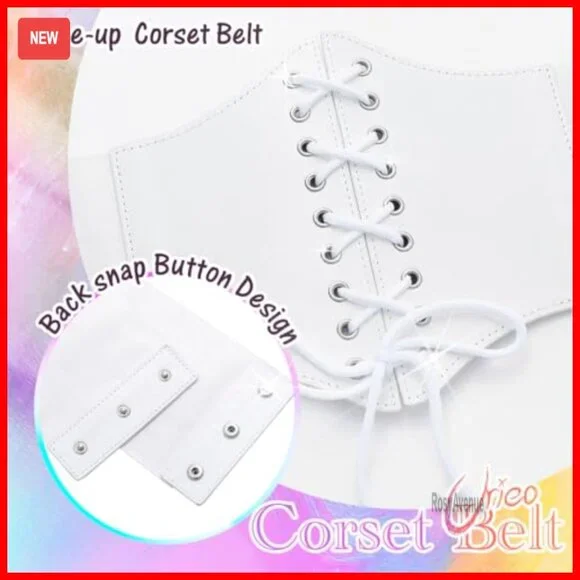 Stretchy Leather Corset Belt Elastic Waist Cincher Waspie Costume Accessory - Picture 3 of 7